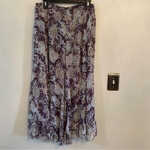 Cabi Vintage silk Boho purple floral maxi Skirt large